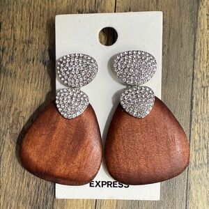 UNIQUE & RARE Express Silver and Brown Geometric Earrings